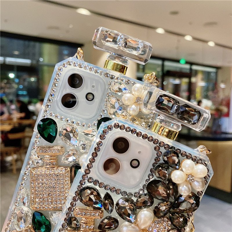 Jmax Luxury Bling Diamond Perfume Bottle Crossbody Lanyard Mobile Phone Case For iPhone 11 12 13 14 15 X XR XS Pro Max