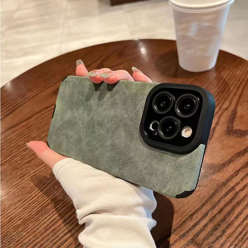 Hot sale shockproof slim Suede faux leather Mobile Phone Case for iPhone 14 15 pro max leather protective phone case