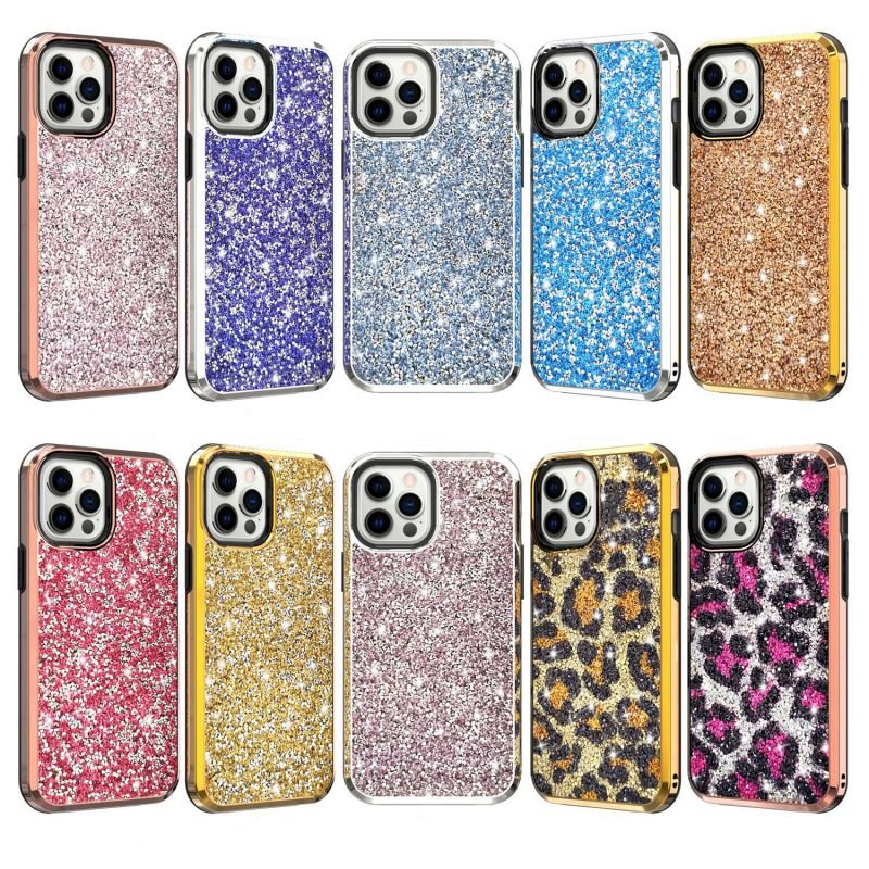 Luxury Fashion Rose Gold Plated Glitter Phone Case For Iphone11 12 13 Pro Max Mini Diamond Phone Case Cover