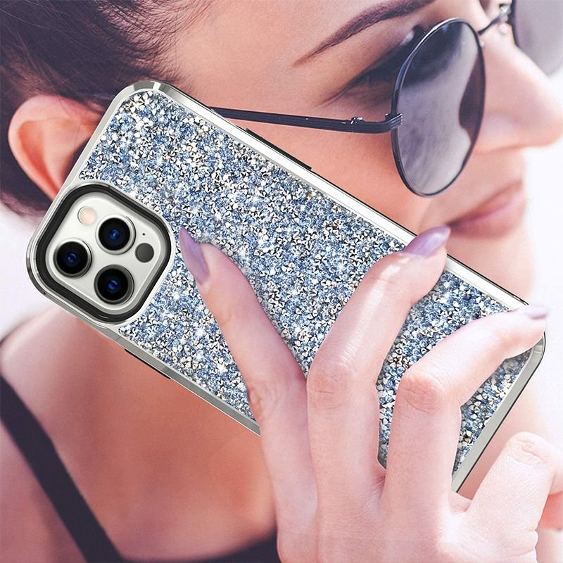 Luxury Fashion Rose Gold Plated Glitter Phone Case For Iphone11 12 13 Pro Max Mini Diamond Phone Case Cover