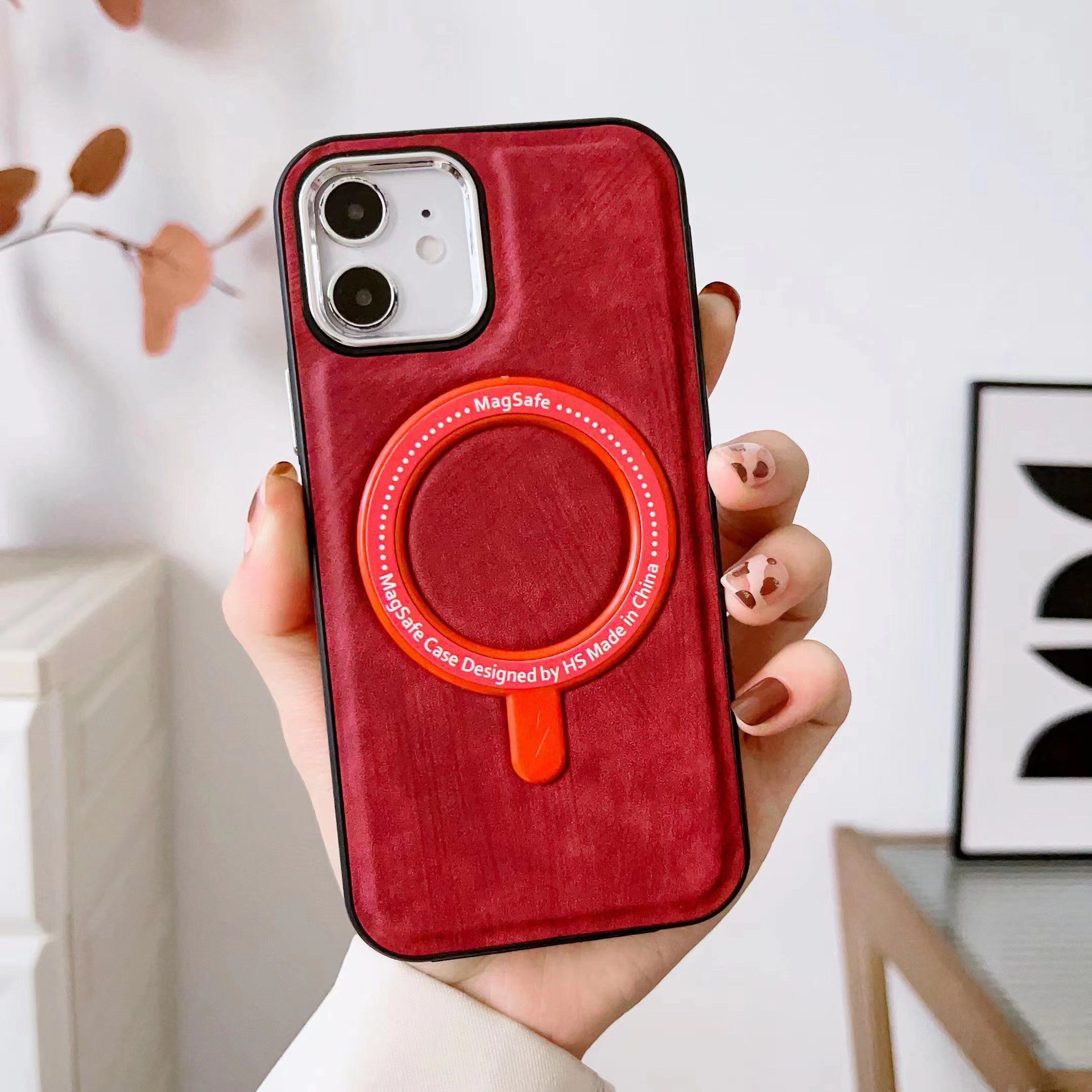 Fashion magnetic phone case For 16promax 14pro PC leather electroplating anti-fall mobile phone case 15plus