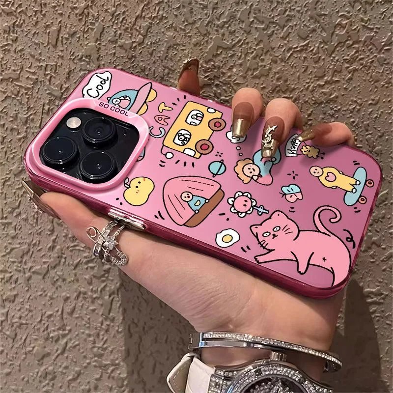 Cartoon Animal Pattern Matte Soft Silicone Material, Graffiti for IPhone Case For IPhone 13, 14, 15 Pro Max unique phone case