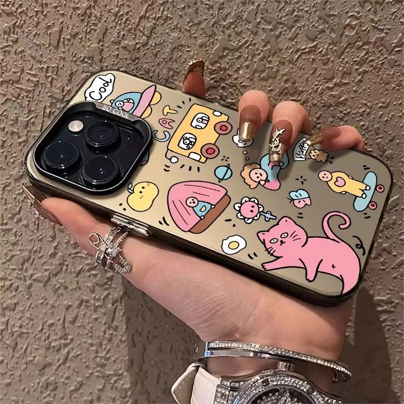 Cartoon Animal Pattern Matte Soft Silicone Material, Graffiti for IPhone Case For IPhone 13, 14, 15 Pro Max unique phone case