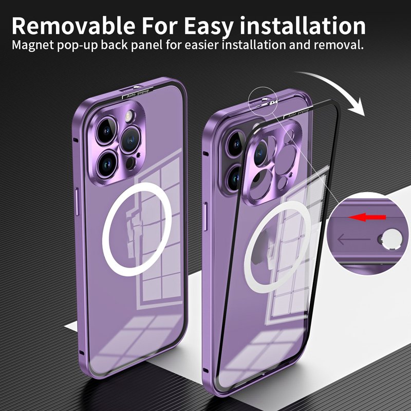 Discounted Products Snap Button Design Aluminum Alloy Frame Strong Magnetic Acrylic Phone Case For iPhone 15 12 13 14 ProMax 15