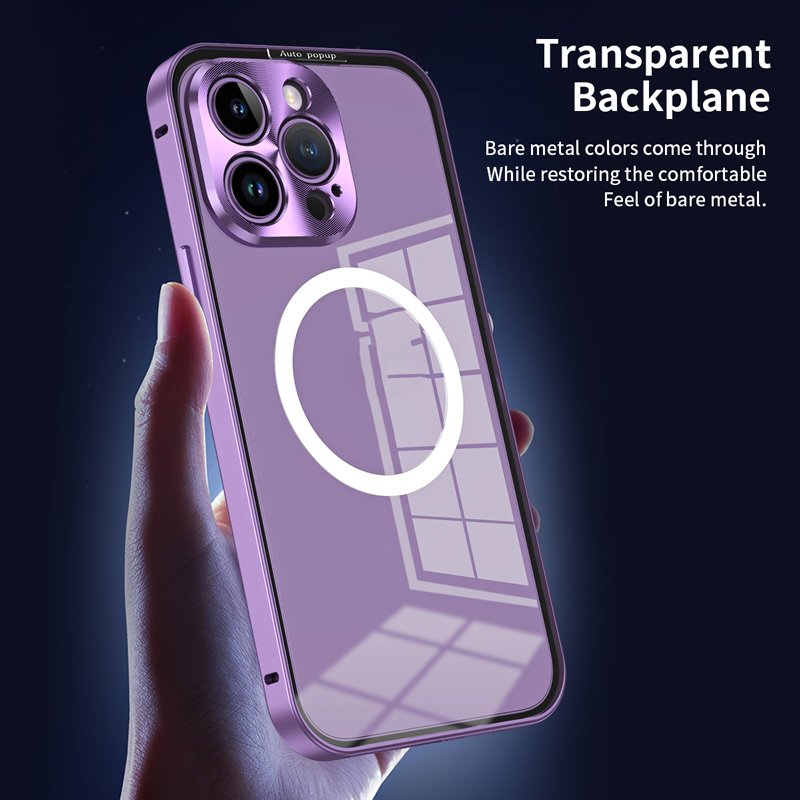 Discounted Products Snap Button Design Aluminum Alloy Frame Strong Magnetic Acrylic Phone Case For iPhone 15 12 13 14 ProMax 15