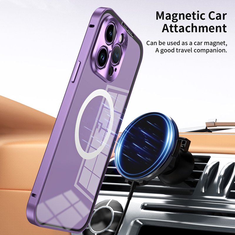 Discounted Products Snap Button Design Aluminum Alloy Frame Strong Magnetic Acrylic Phone Case For iPhone 15 12 13 14 ProMax 15