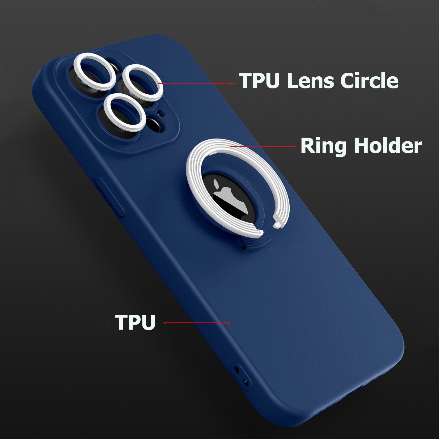 Wholesale TPU Logo Hole Ring Holder Back Cover for iPhone 11 12 13 14 XS XR Pro Max 7 8 Plus Lens protection mobile phone case