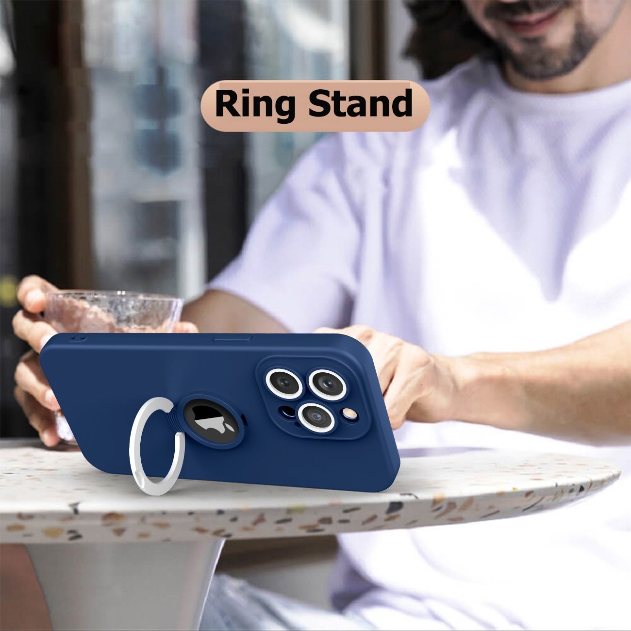 Wholesale TPU Logo Hole Ring Holder Back Cover for iPhone 11 12 13 14 XS XR Pro Max 7 8 Plus Lens protection mobile phone case