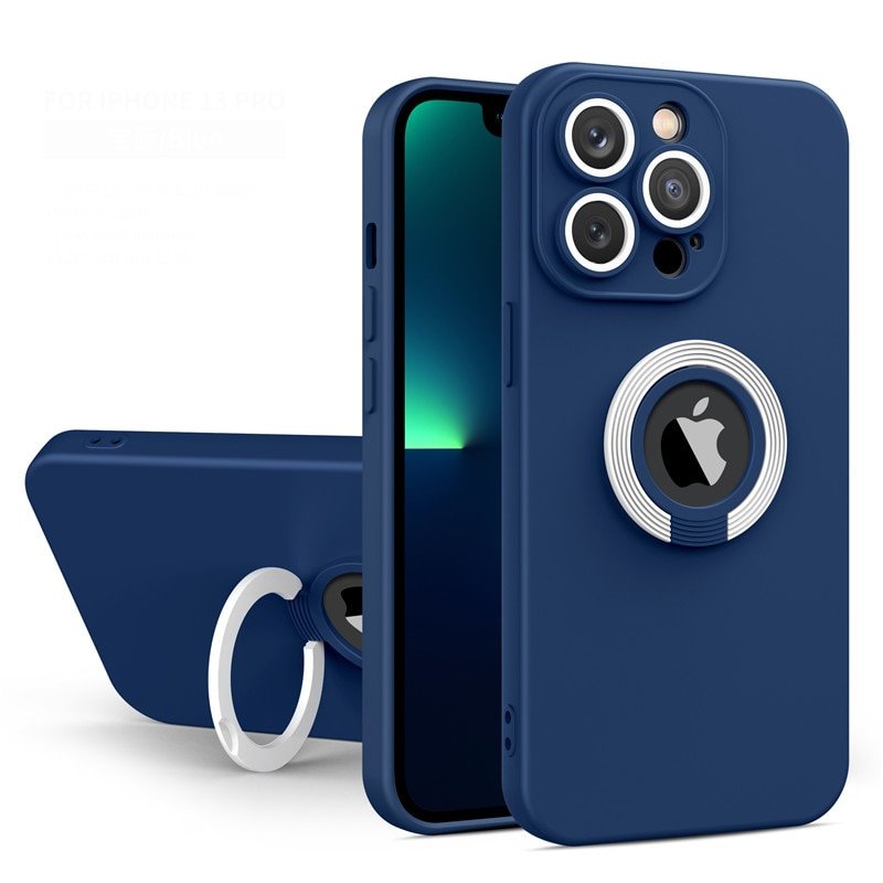 Wholesale TPU Logo Hole Ring Holder Back Cover for iPhone 11 12 13 14 XS XR Pro Max 7 8 Plus Lens protection mobile phone case