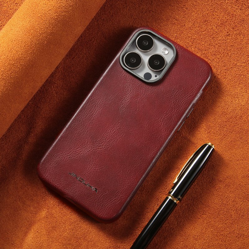 Design PU Microfiber Leather Magnetic Mobile Phone Case With Alloy lens Frame Ultra Slim Shockproof Cover For iPhone 15 Pro Max