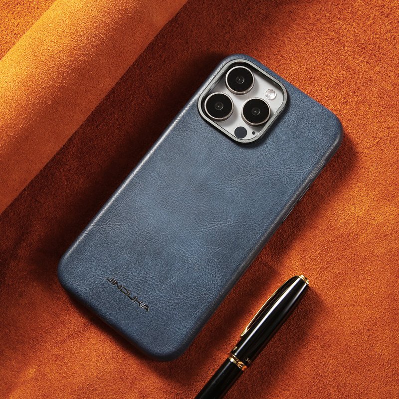 Design PU Microfiber Leather Magnetic Mobile Phone Case With Alloy lens Frame Ultra Slim Shockproof Cover For iPhone 15 Pro Max