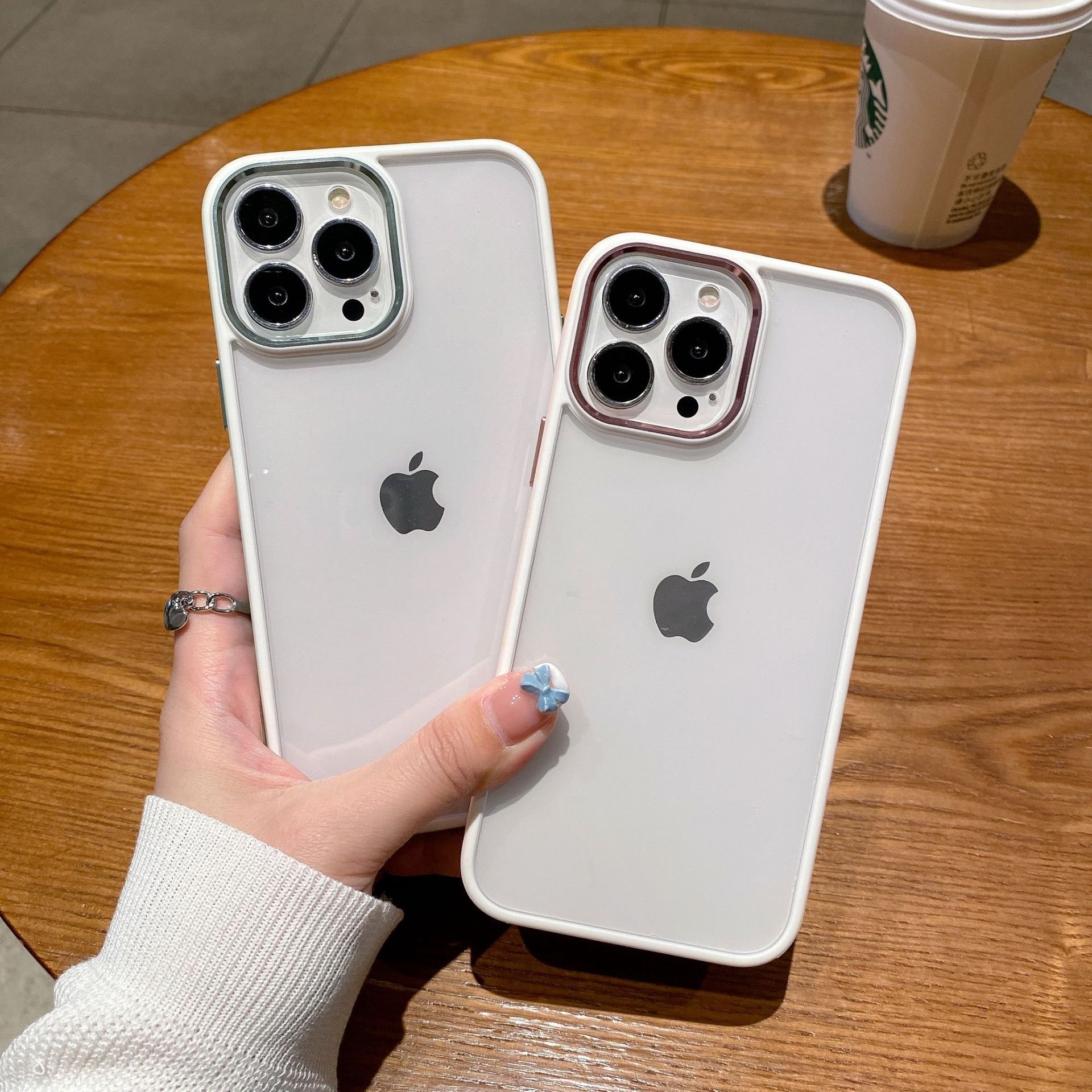 Dual color metal gold shield for apple 13 case for iPhone13Promax transparent anti-drop mobile phone case