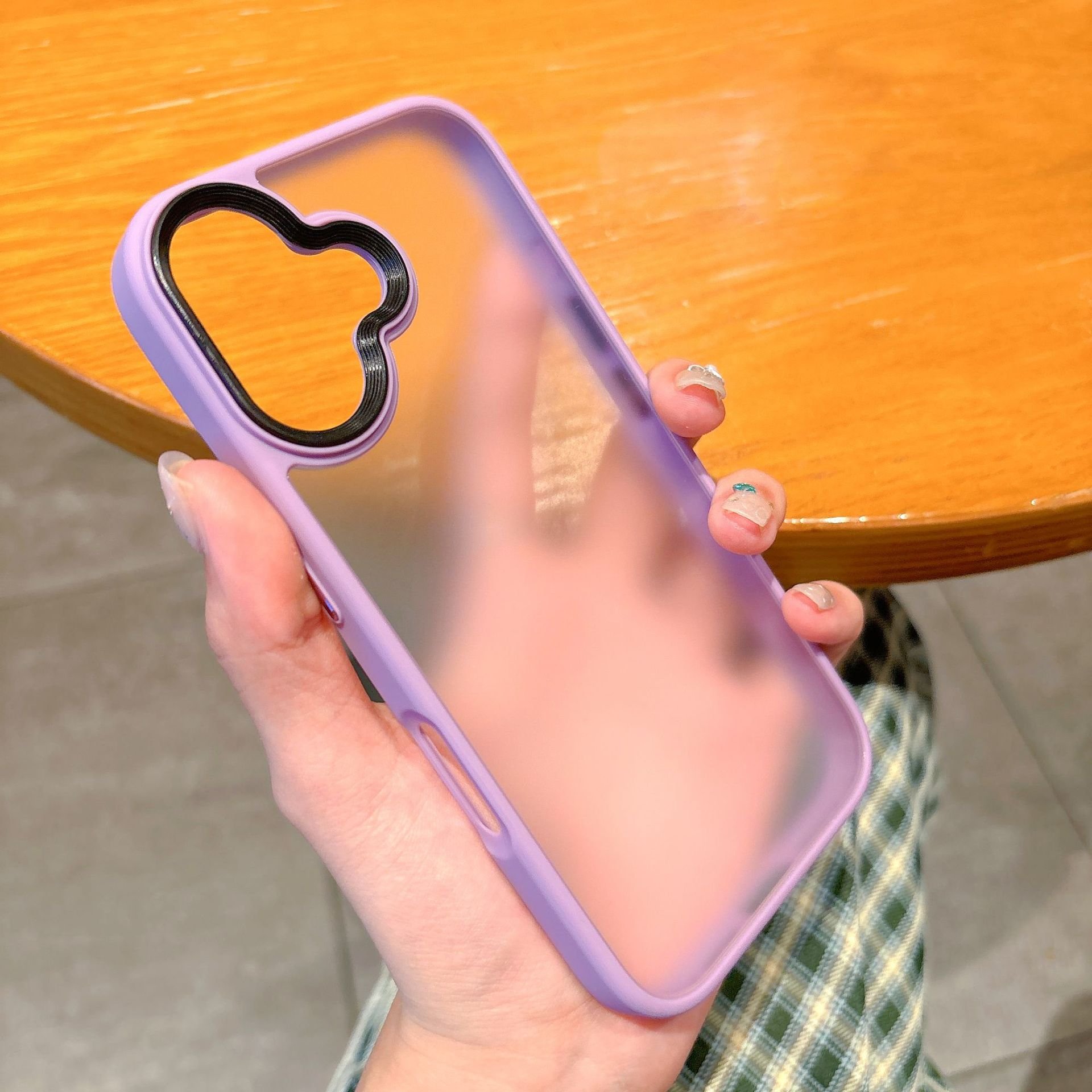 Matte Acrylic Clear Hard TPU Phone Case Black Frame Matt Back for iPhone 13 14 15 16 Clear Semi-Transparent Frosted Phone Case