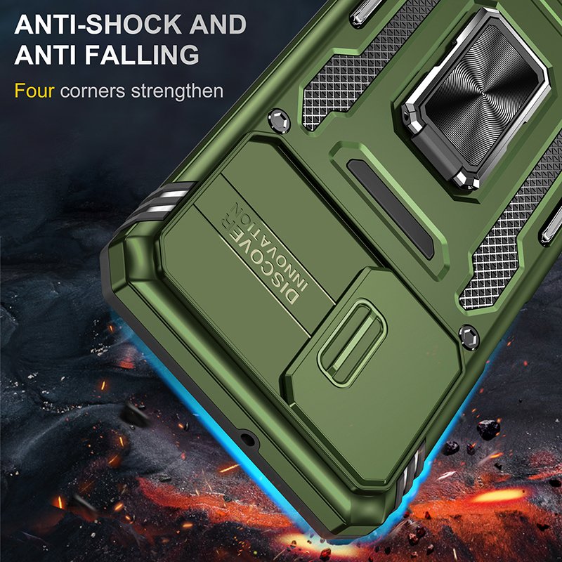 Slide Camera Magnetic Mobile Phone Cases For Xiaomi Poco F5 Pro 5G Lens Protection Metal Ring Holder Kickstand Back Cover