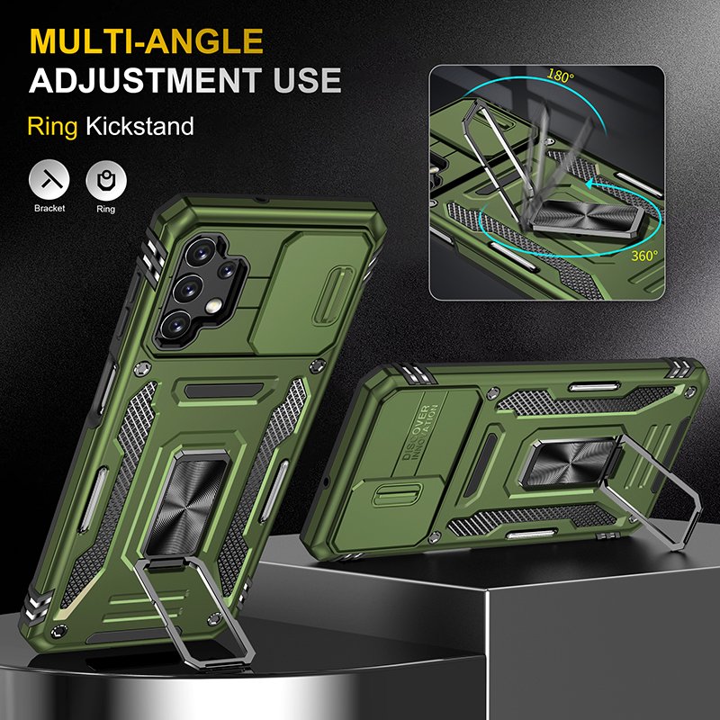 Slide Camera Magnetic Mobile Phone Cases For Xiaomi Poco F5 Pro 5G Lens Protection Metal Ring Holder Kickstand Back Cover