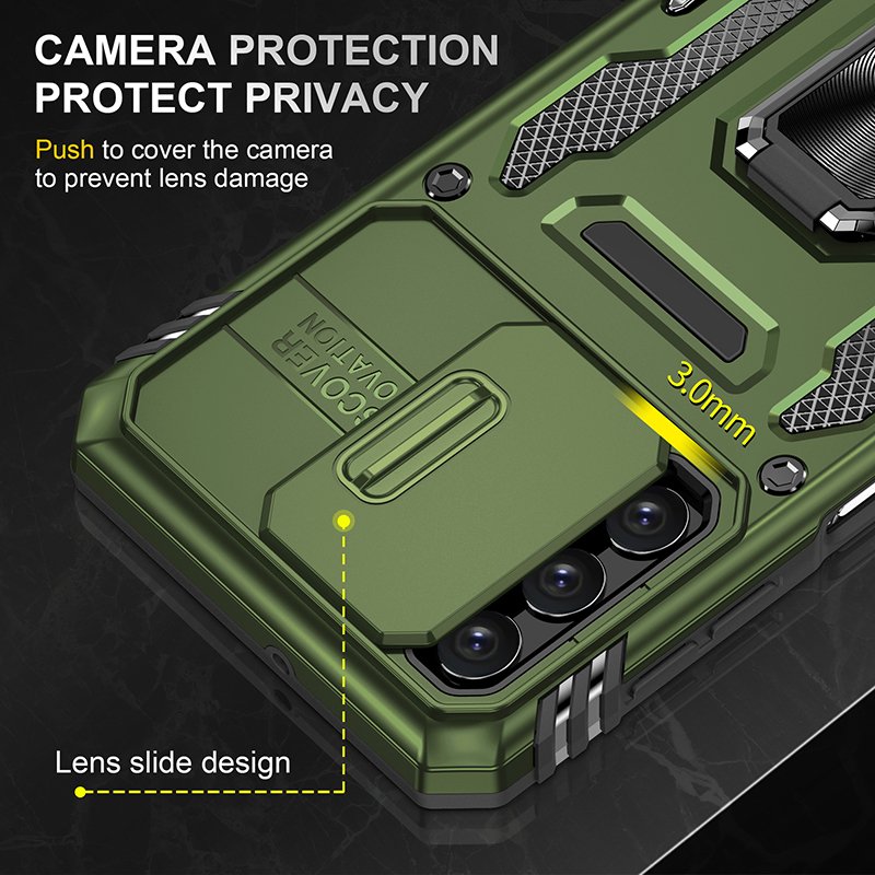 Slide Camera Magnetic Mobile Phone Cases For Xiaomi Poco F5 Pro 5G Lens Protection Metal Ring Holder Kickstand Back Cover