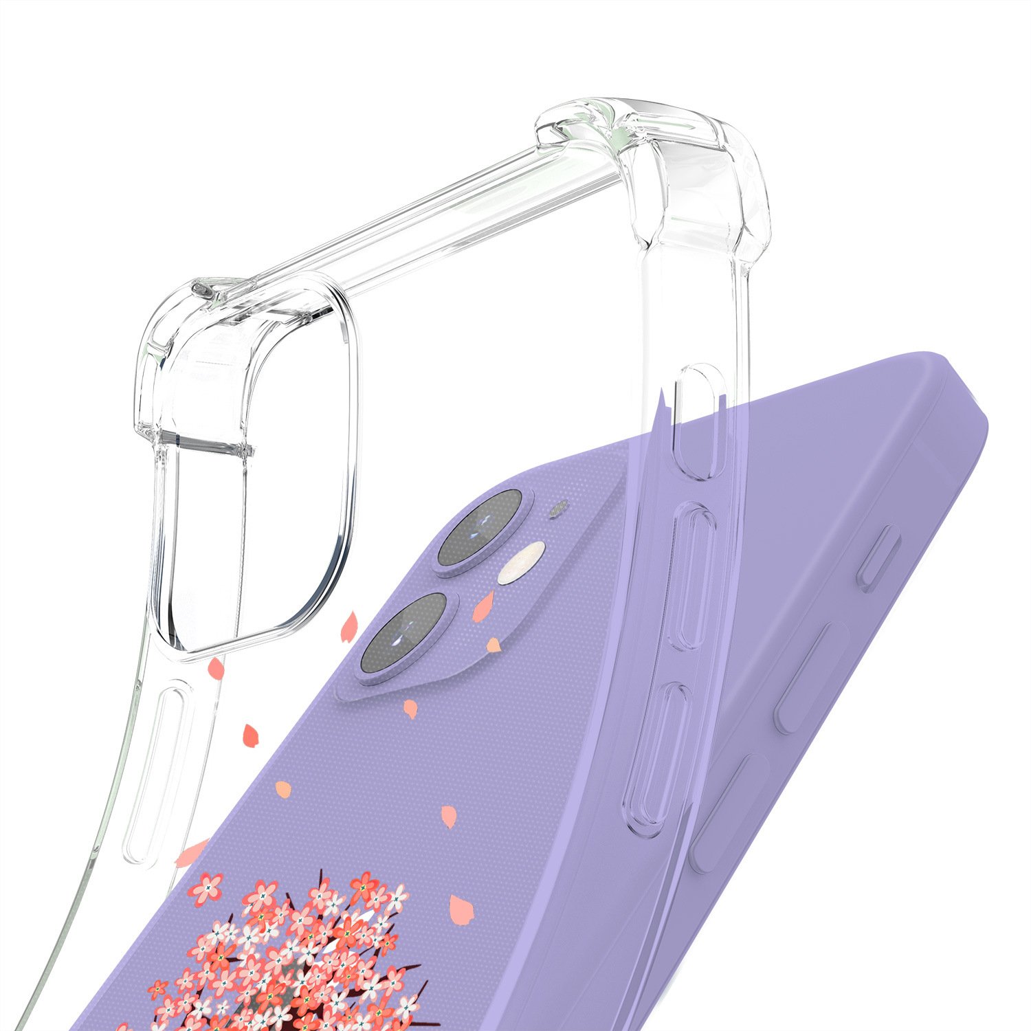 Flower Design Transparent Women Girls Print TPU Clear Mobile Phone Case For iPhone 13 12 11 Cover