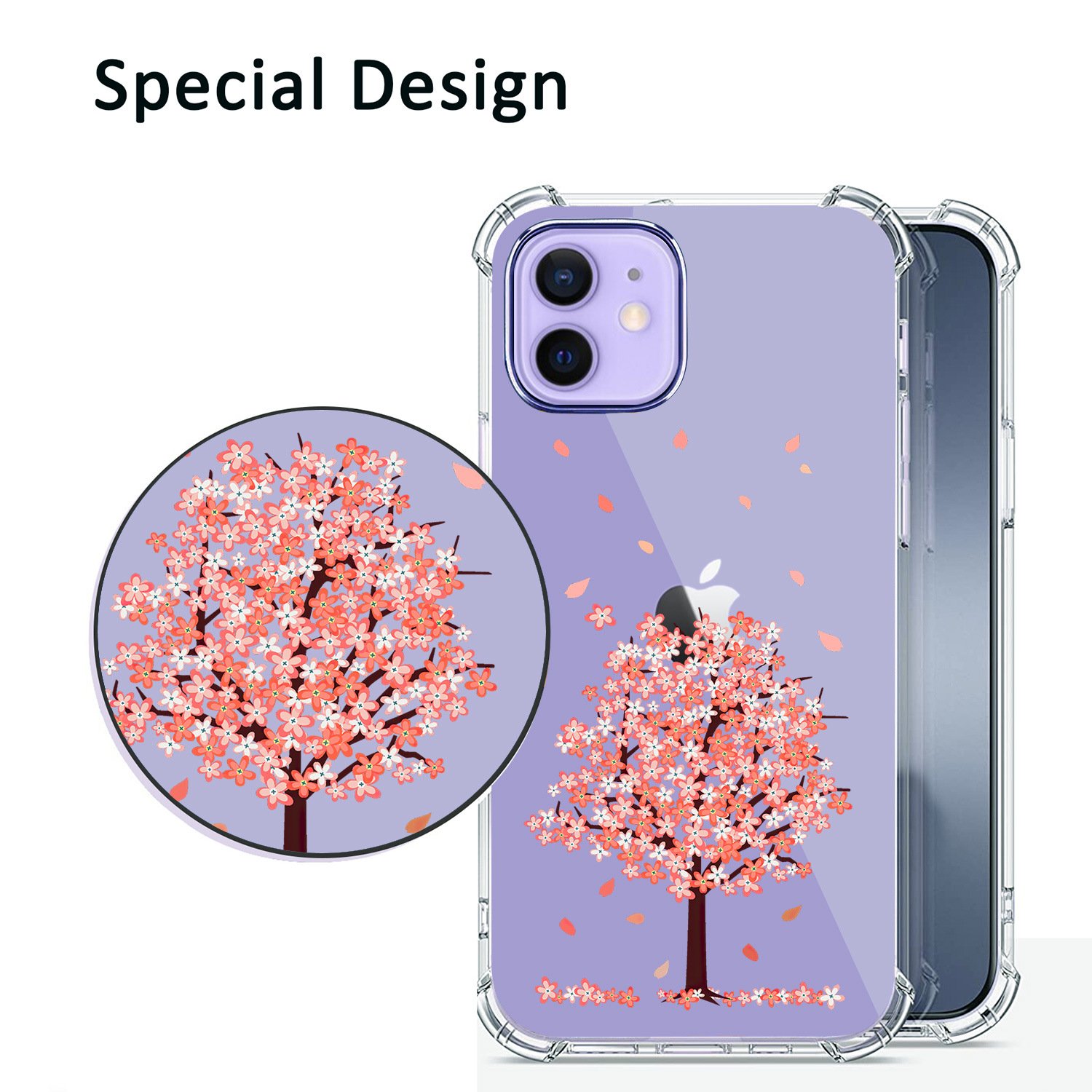 Flower Design Transparent Women Girls Print TPU Clear Mobile Phone Case For iPhone 13 12 11 Cover