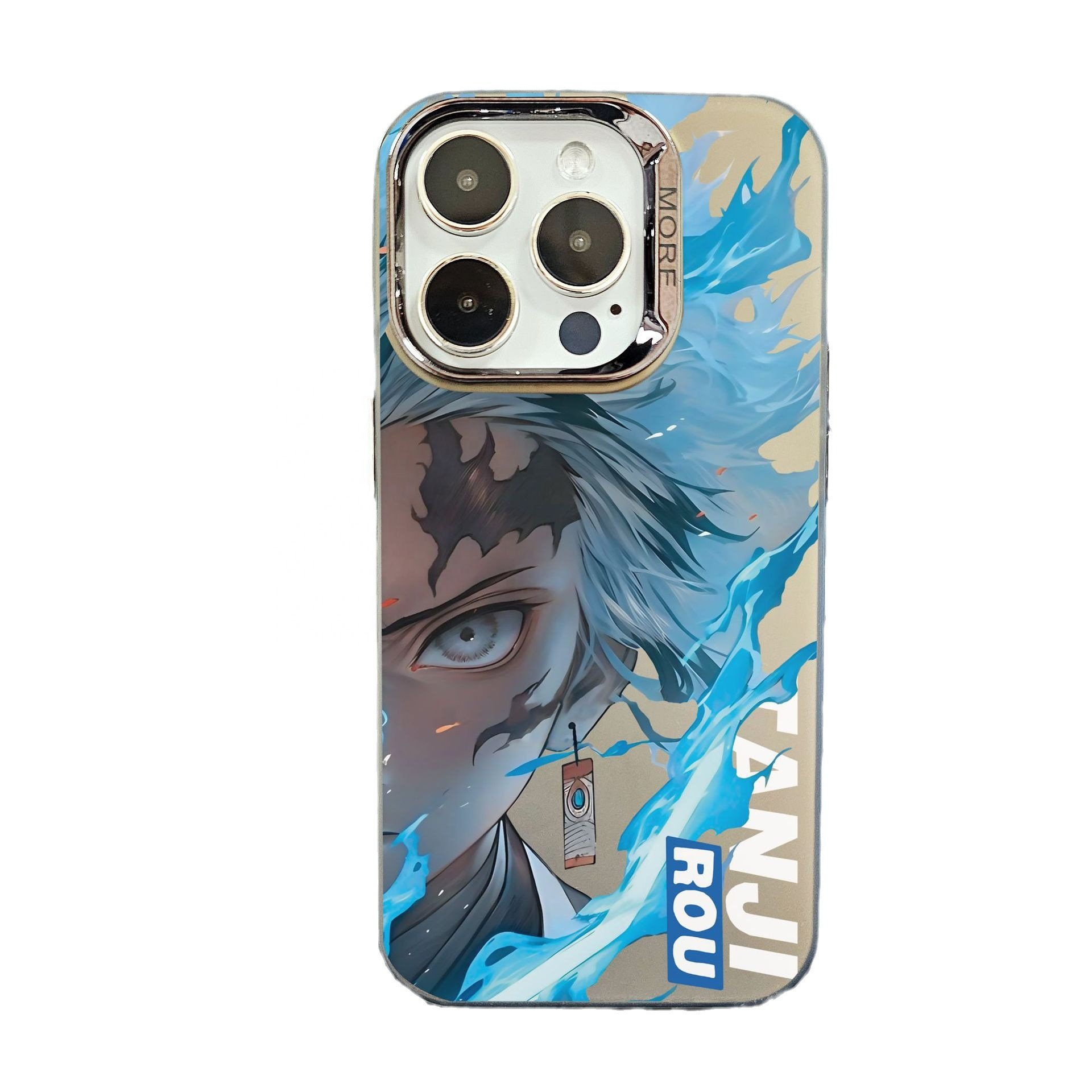 Demon Slayer Kimetsu No Yaiba Mobile Phone Case for iphone 14 plus 13 15 Pro max 12 11 Anime Electroplated IMD Protective Case