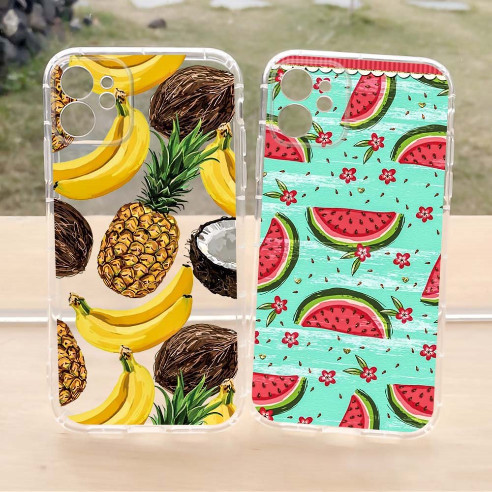 Summer fruit flowers Clear TPU cell Phone Case For iPhone 14 pro max