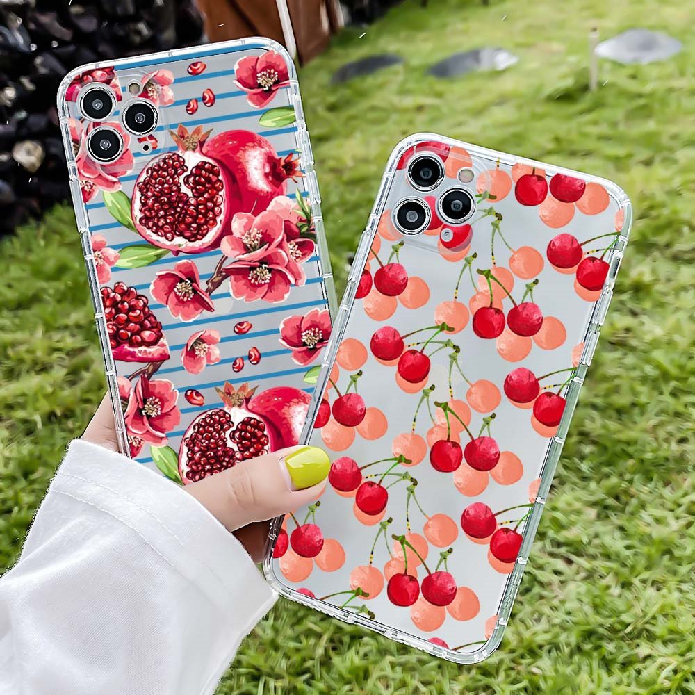 Summer fruit flowers Clear TPU cell Phone Case For iPhone 14 pro max