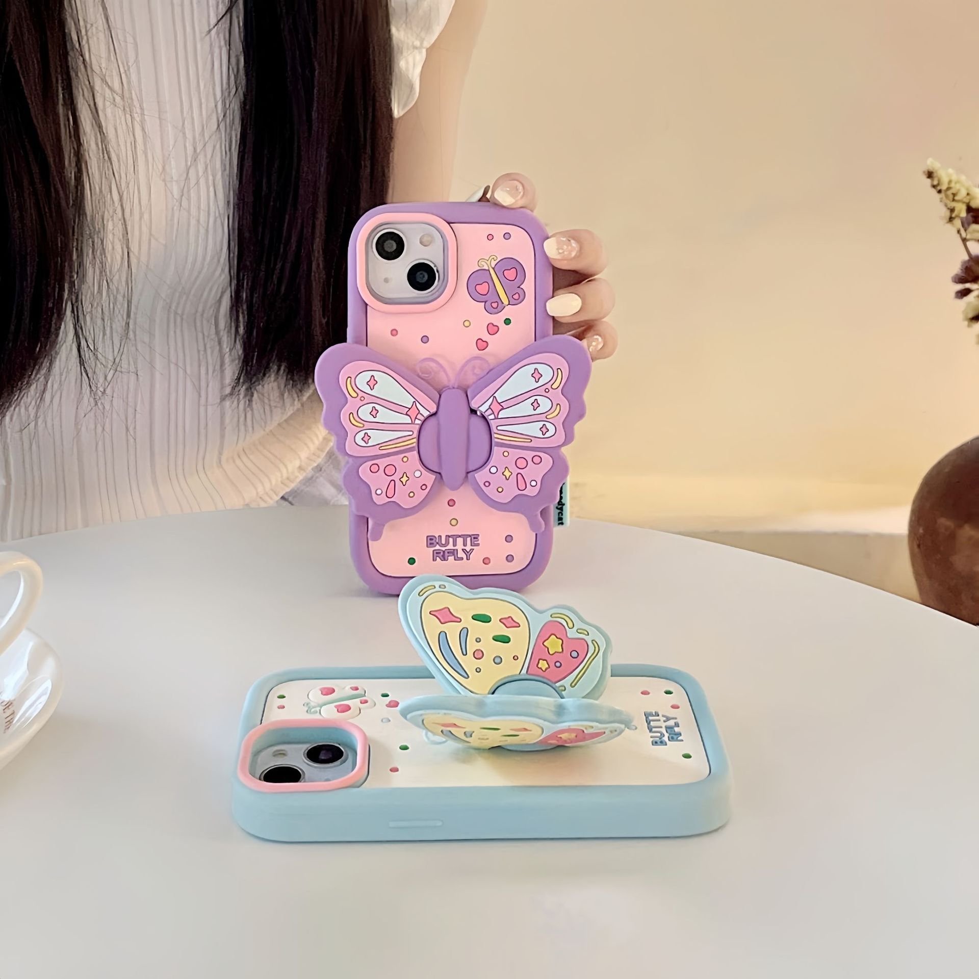 Cute Bow 3D Stand Phone Case for iphone Xr Xs 11 12 13 14 15Pro Max Cell Cover funda