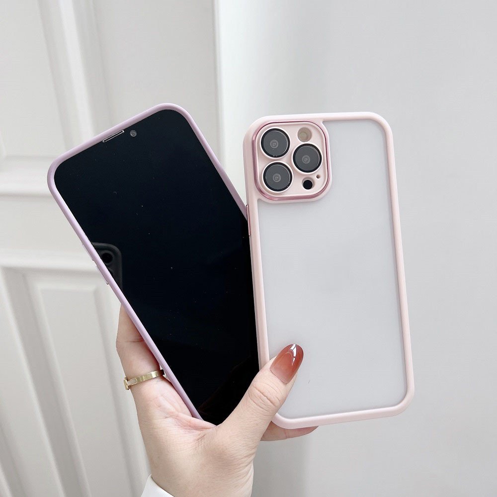 One-piece Metal Tempered Glass Camera Lens Protector PC Mobile Phone Case for iPhone 12 13 13 Pro Max With Metal Button