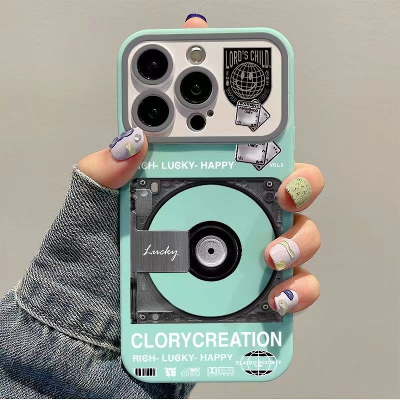 CD player phone case shell for iphone 13 14 15 12 11 pro max xr xs silicone big window full cover advanced anti drop case