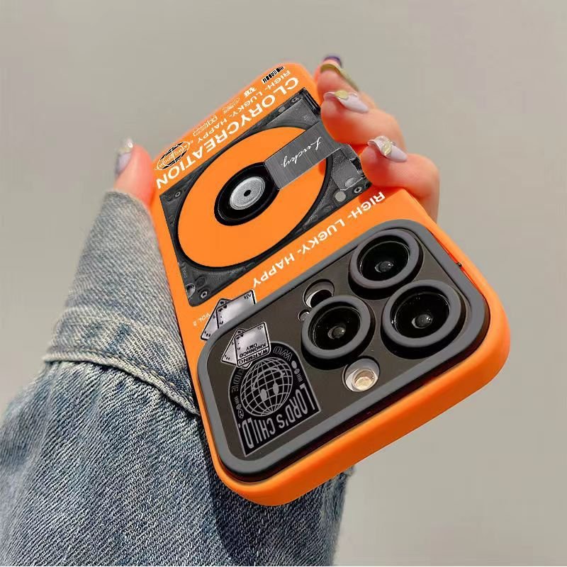 CD player phone case shell for iphone 13 14 15 12 11 pro max xr xs silicone big window full cover advanced anti drop case