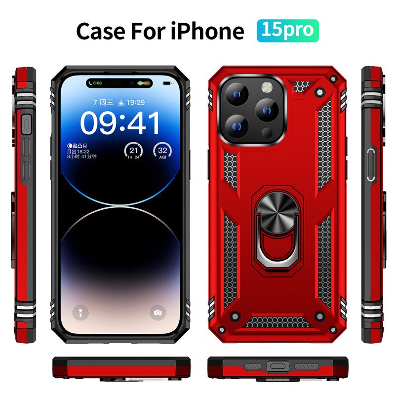 2 IN 1 Shockproof Anti-drop Hybrid Car Mount Stand Case Armor PC TPU Mobile Phone Case for iPhone 13 12 11 14 15 Pro Max