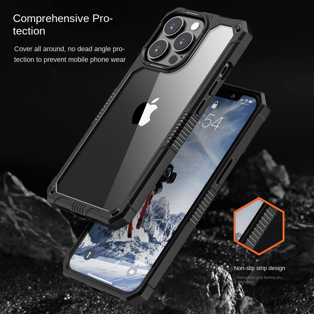 Transparent anti-skid anti-fall mobile phone case cushioning corners thickened integrated combination