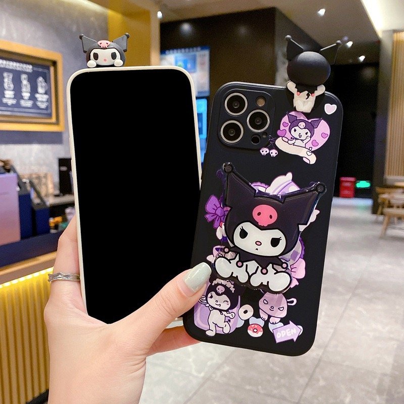 Creative Cute Kuromi 3D Cartoon Anime Phone Case Mobile Phone Holder Case for A55 A35 A25 A15 S23 S24 S24Ultra S23FE