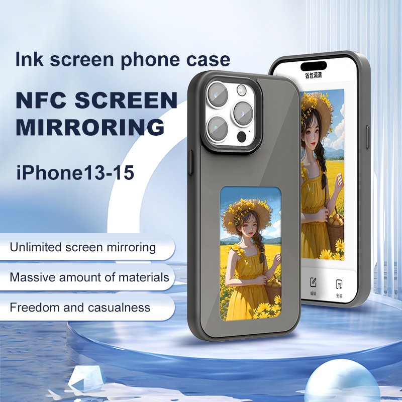 Nfc Screen Projection DIY Ink Screen Four Color Phone Case For iPhone 13 to 15 Promax