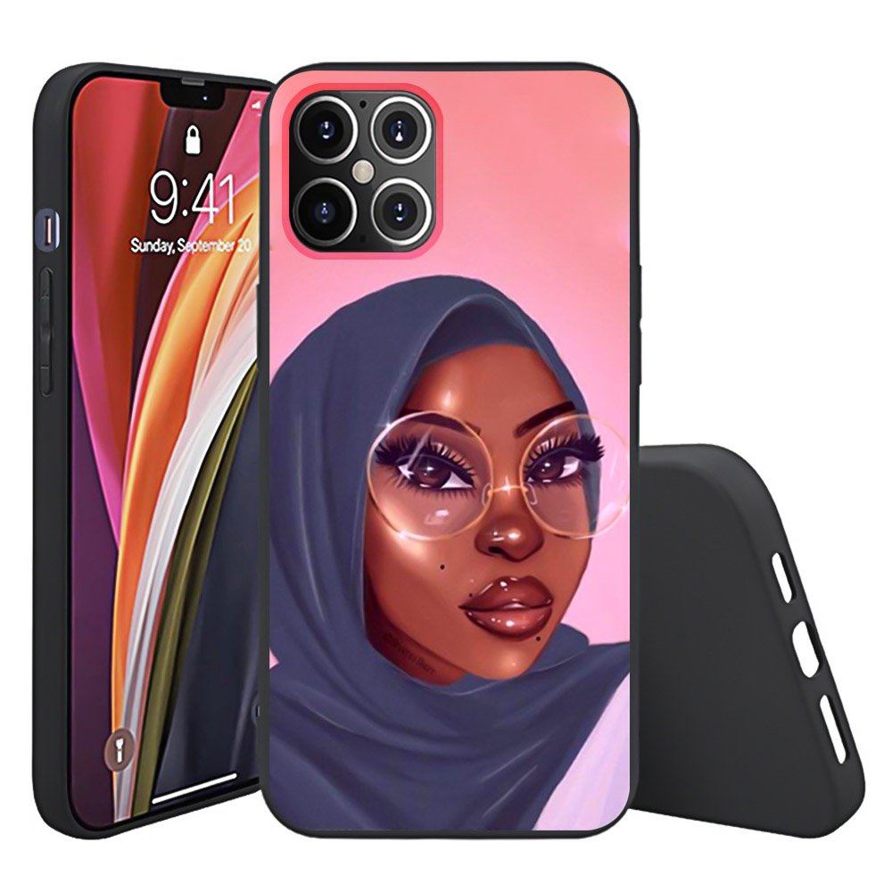 Cartoon paint black girls Soft cell Phone cover For iPhone 6 7 8 PLUS