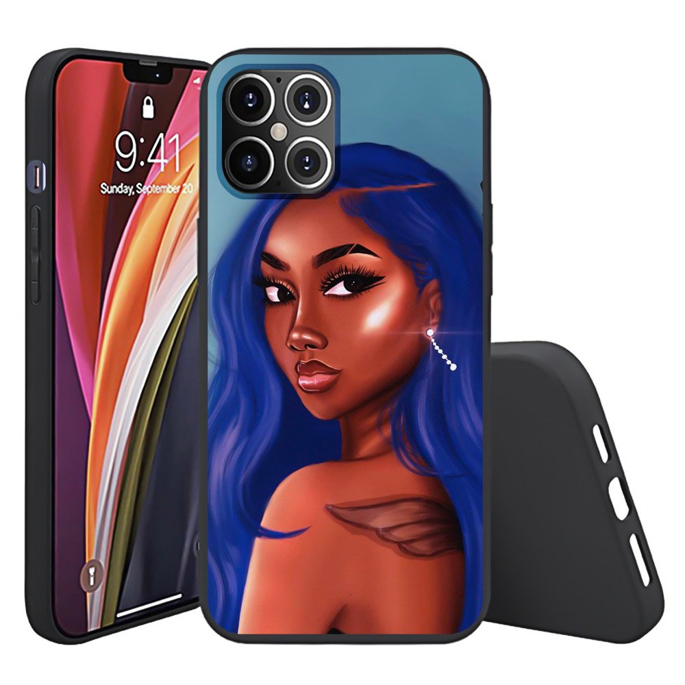 Cartoon paint black girls Soft cell Phone cover For iPhone 6 7 8 PLUS