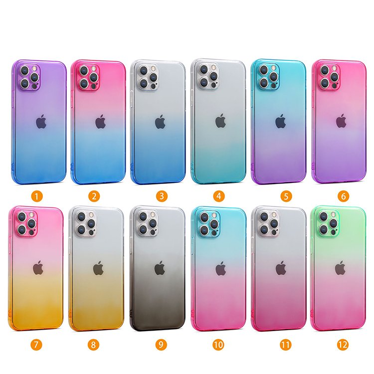 Rainbow Color Phone Case For iPhone 11 Gradual Colors Mobile Phone Case For iPhone 13 Soft TPU Case For iPhone 12 Pro Max