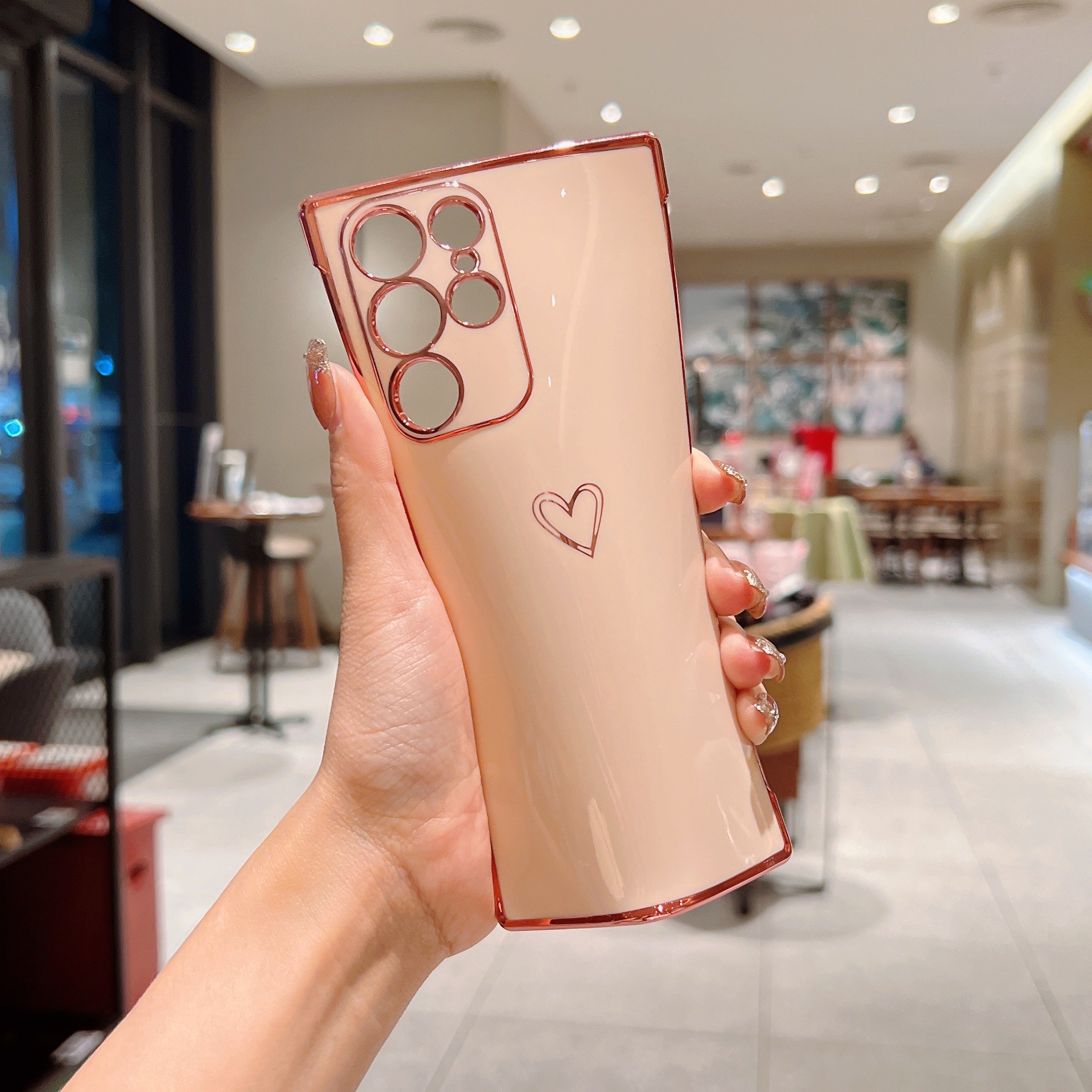 Electroplated Hollow Small Love Mobile Phone Case For Samsung A34 5G,Lens Protective Case For Samsung GalaxyA54 5G