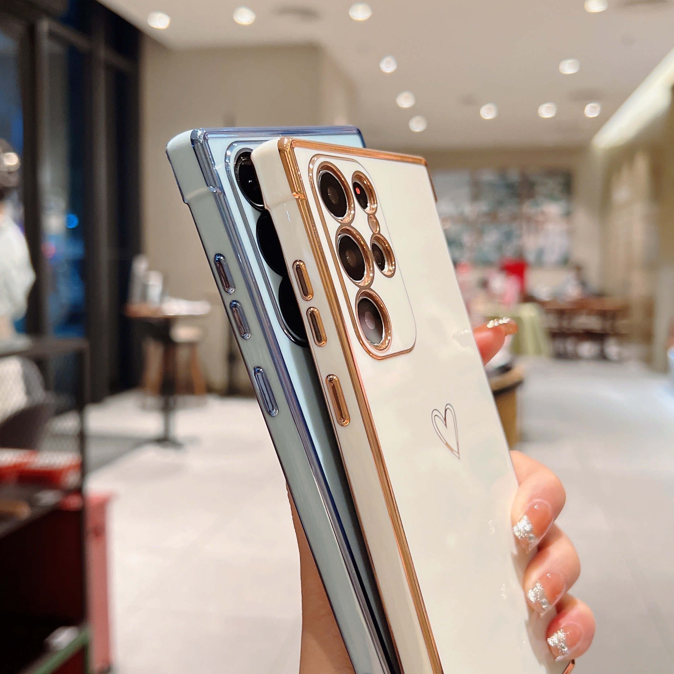 Electroplated Hollow Small Love Mobile Phone Case For Samsung A34 5G,Lens Protective Case For Samsung GalaxyA54 5G