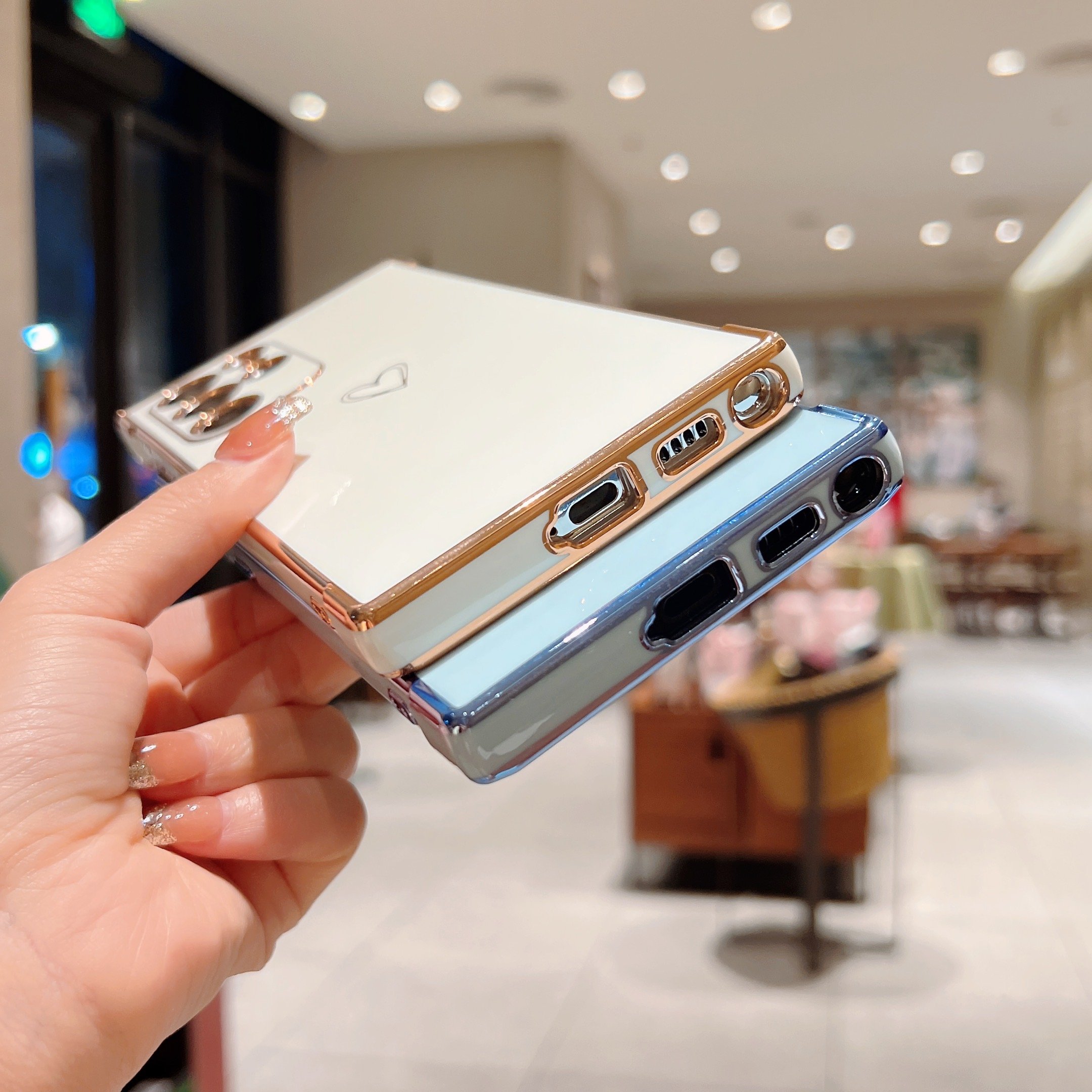 Electroplated Hollow Small Love Mobile Phone Case For Samsung A34 5G,Lens Protective Case For Samsung GalaxyA54 5G
