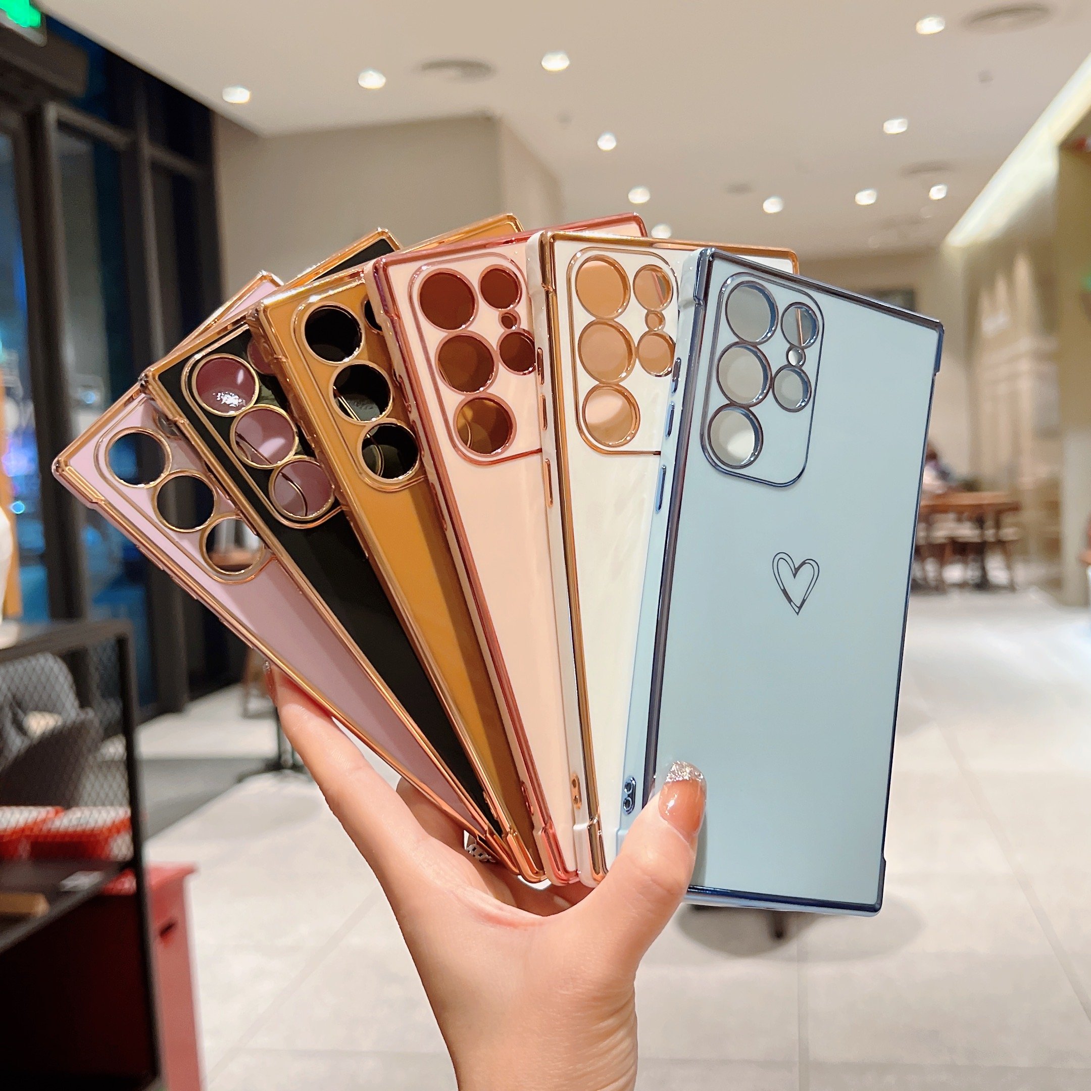 Electroplated Hollow Small Love Mobile Phone Case For Samsung A34 5G,Lens Protective Case For Samsung GalaxyA54 5G