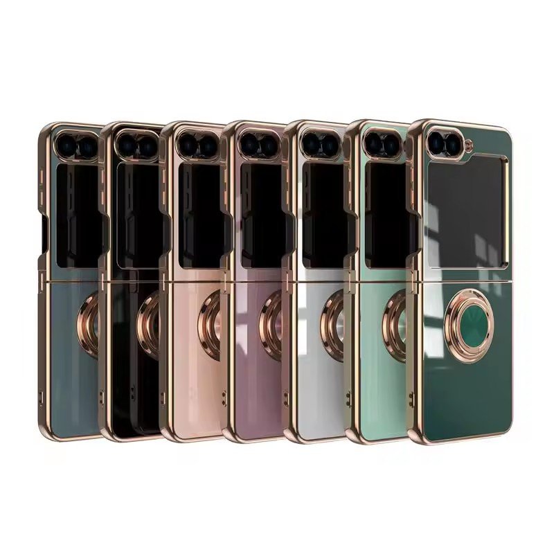 zflip 6 phone case,6D Electroplated Soft TPU Shockproof Ring Holder Spaceman fold Phone Case Cover for Samsung Z Flip 6