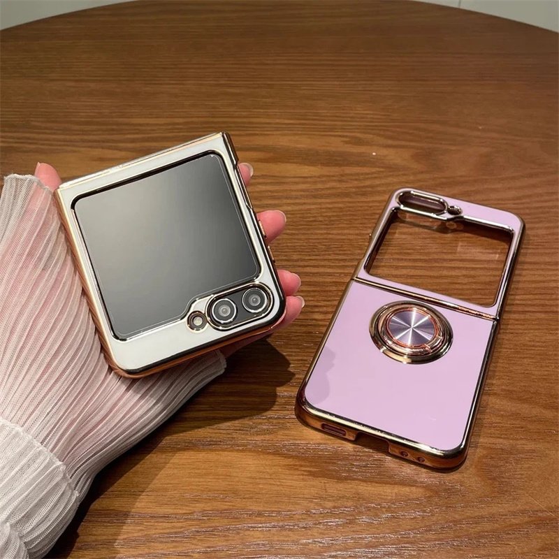 zflip 6 phone case,6D Electroplated Soft TPU Shockproof Ring Holder Spaceman fold Phone Case Cover for Samsung Z Flip 6