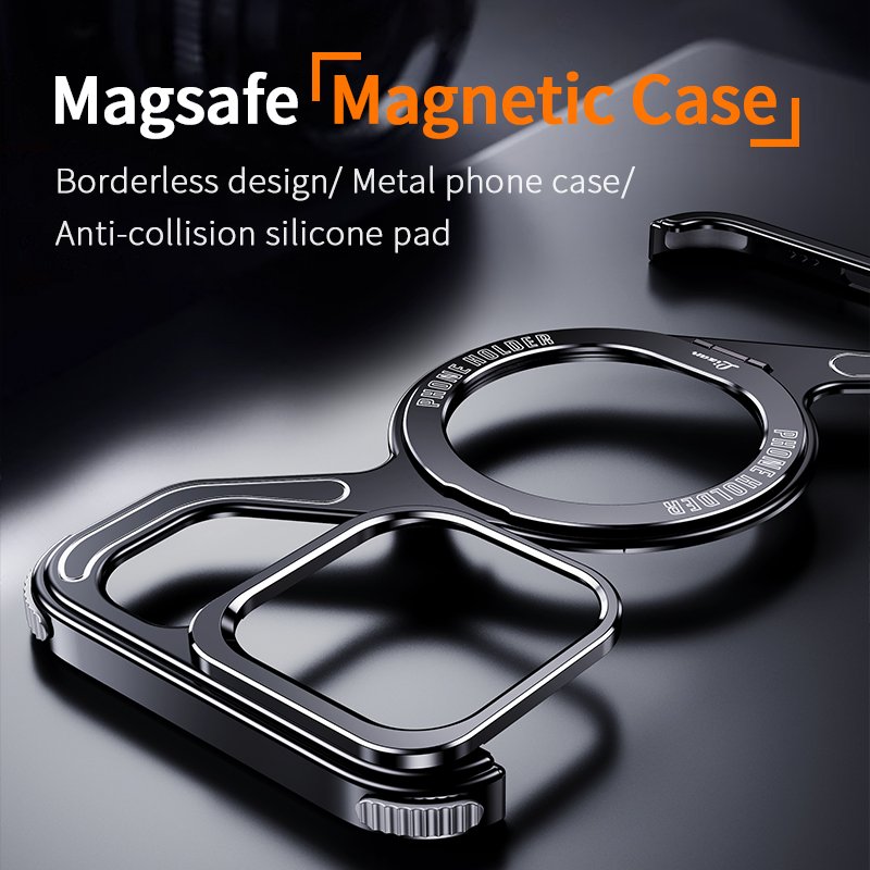New Aluminum Frameless Bumper Z Phone Case With Kickstand Magnetic Stand For iPhone 15Pro Max Bezel Less Metal Shockproof Cover