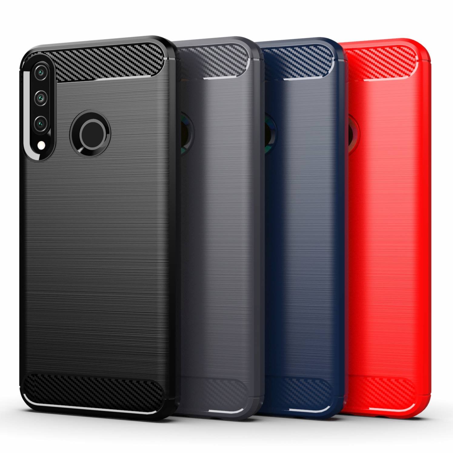 Carbon Fiber Shockproof Soft TPU Back Cover mobile Phone Case For Huawei Y6P