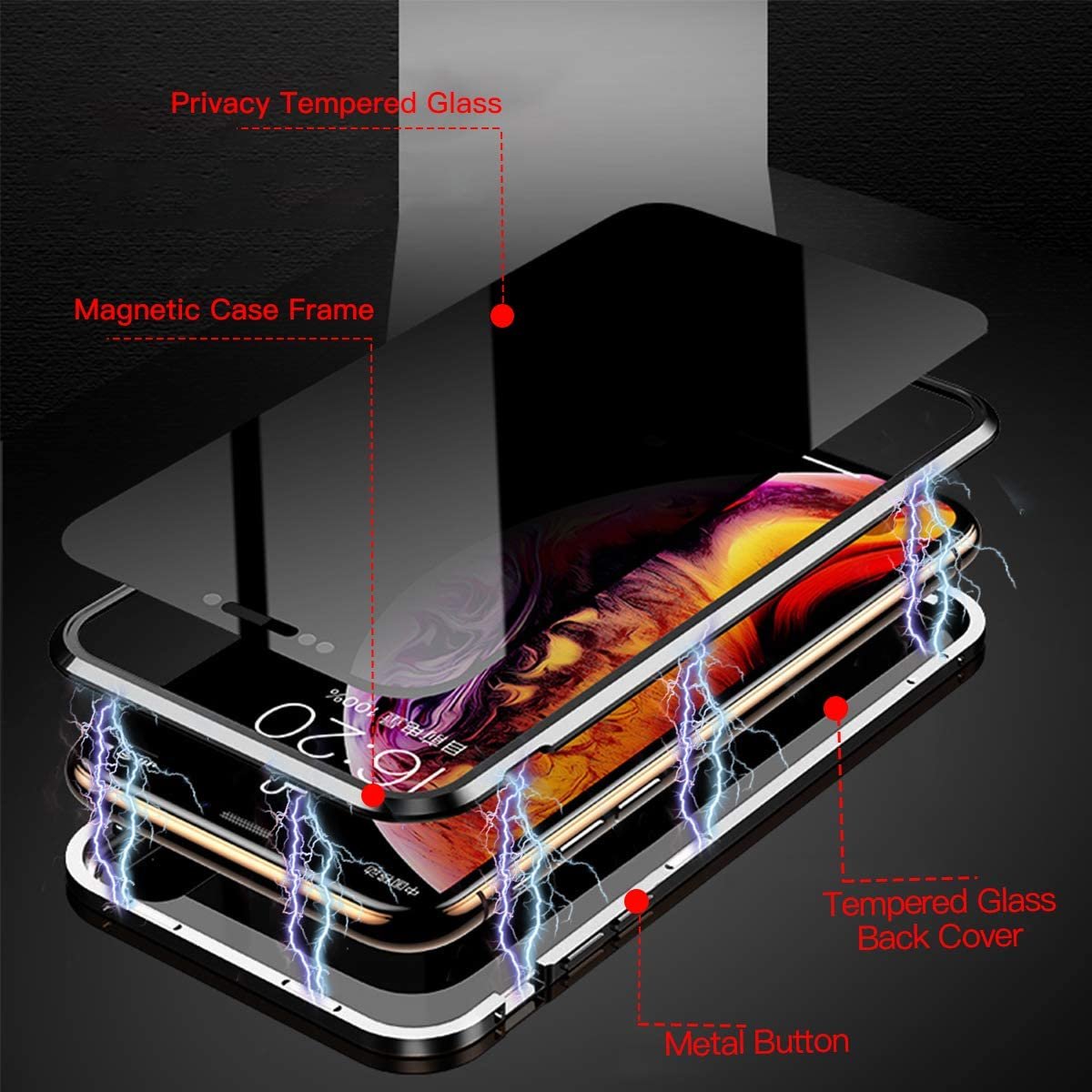 Anti Peeping Magnetic Double Sided Glass Protector Metal Bumper Anti Spy Privacy Screen Phone Case For IPhone 1613 12 11 Pro Max