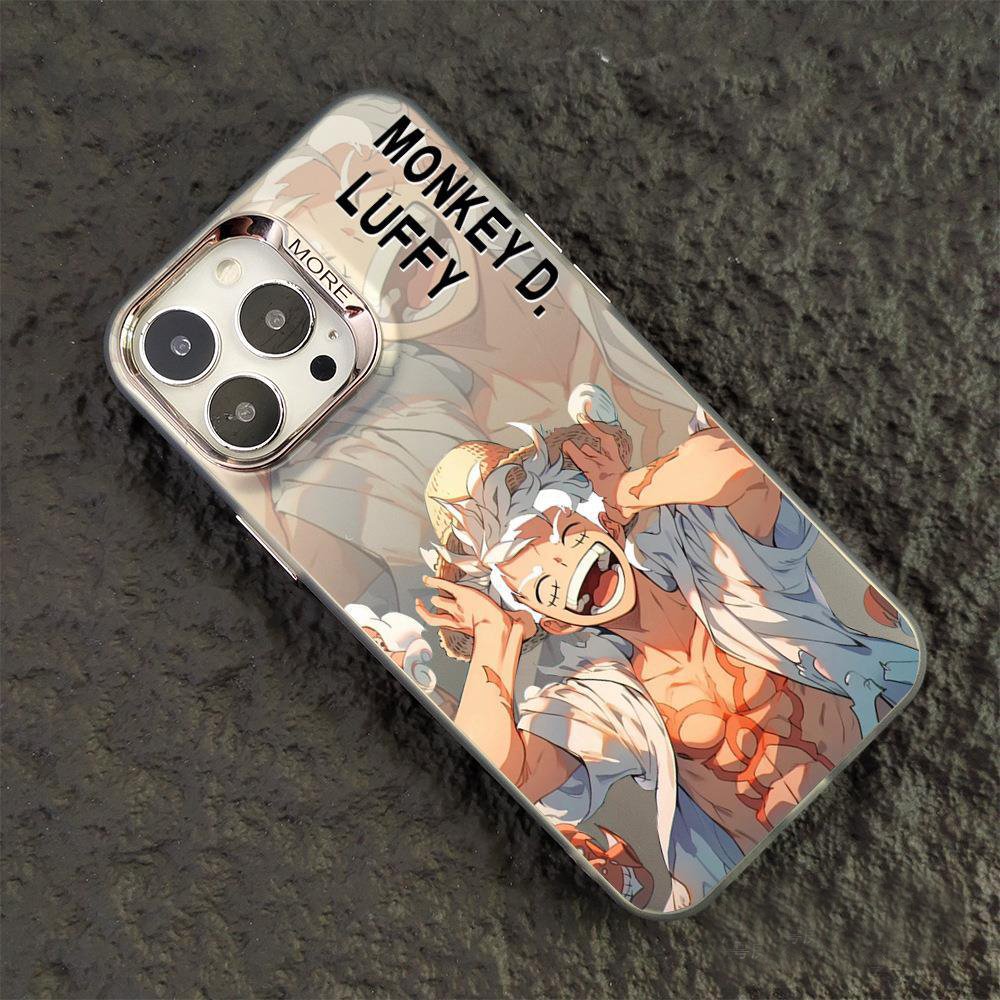 Anime Cartoon One Piece Luffy Zoro Designed Soft TPU Phone Case for Iphone 15 14 13 promax Electroplating Lens Protect Cover