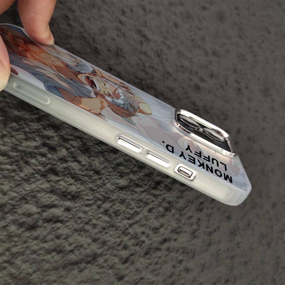 Anime Cartoon One Piece Luffy Zoro Designed Soft TPU Phone Case for Iphone 15 14 13 promax Electroplating Lens Protect Cover