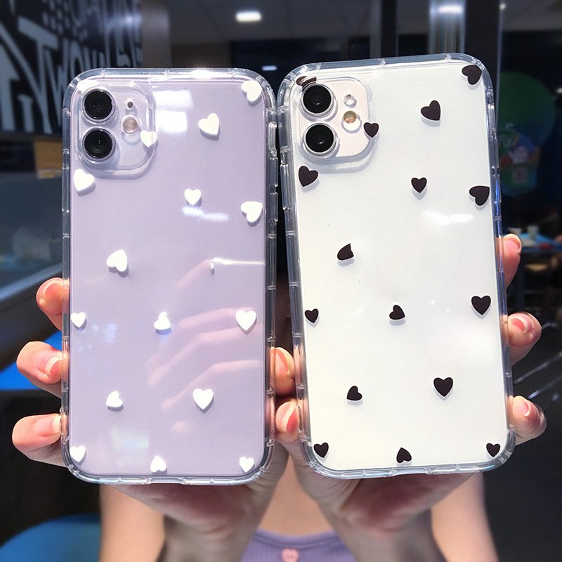 Unique Love TPU Transparent Soft Mobile Phone Case for iPhone 16 15 14 13 Pro Max Girls Women Fashion Back Cover