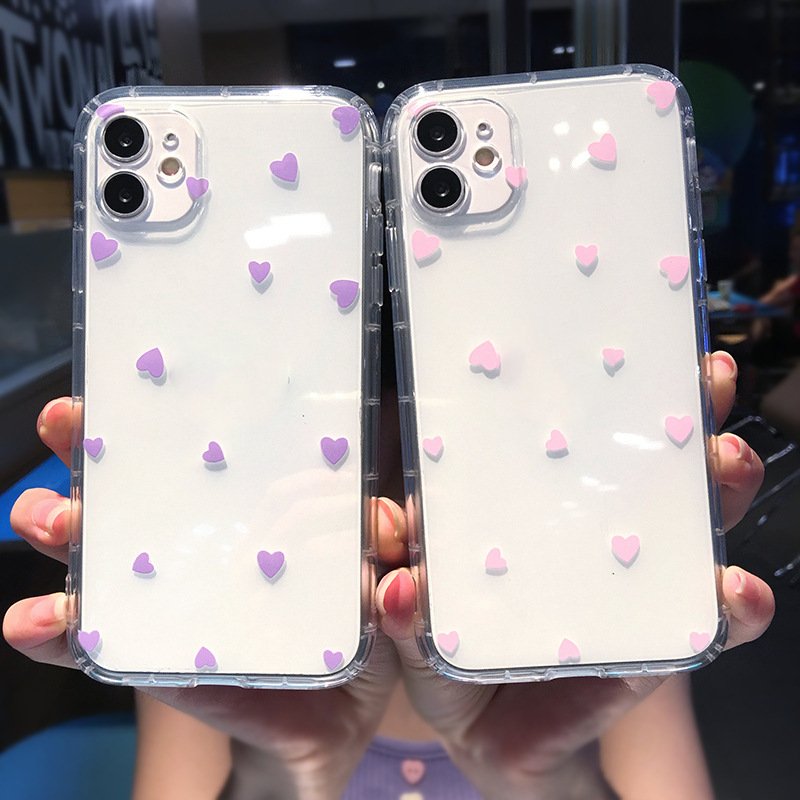 Unique Love TPU Transparent Soft Mobile Phone Case for iPhone 16 15 14 13 Pro Max Girls Women Fashion Back Cover