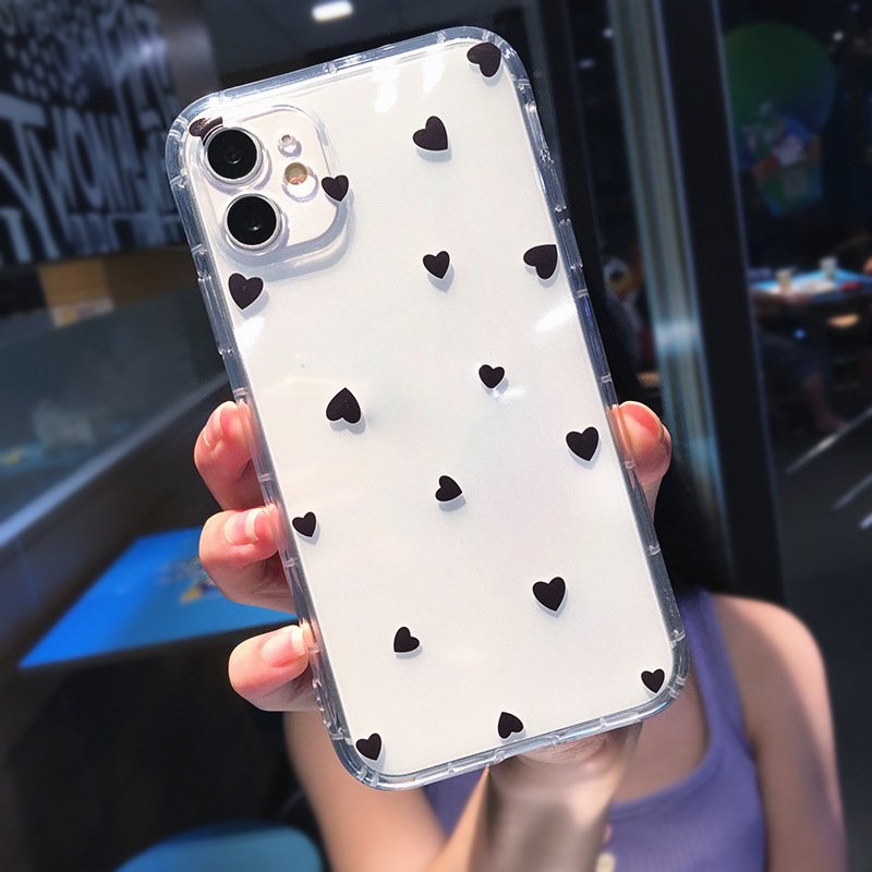 Unique Love TPU Transparent Soft Mobile Phone Case for iPhone 16 15 14 13 Pro Max Girls Women Fashion Back Cover